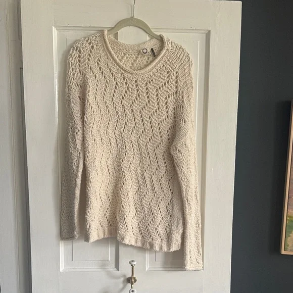 Anthropologie Sweaters Anthropologie Cream Textured Crew Neck